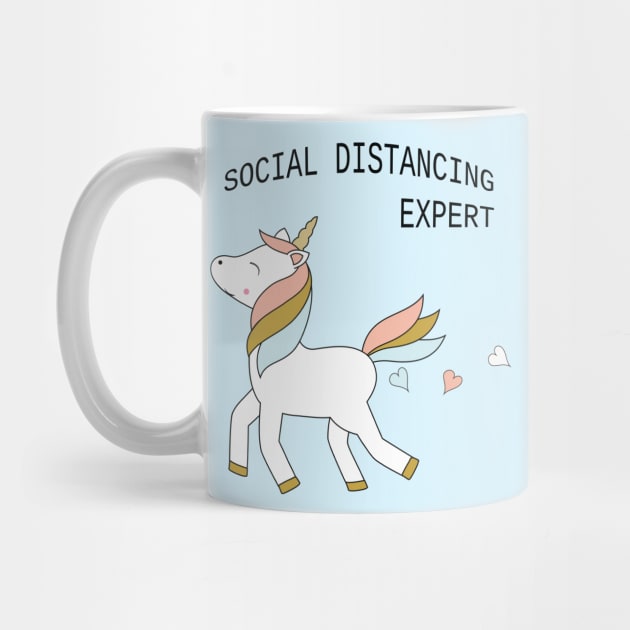 Unicorn - social distancing, black text by grafart